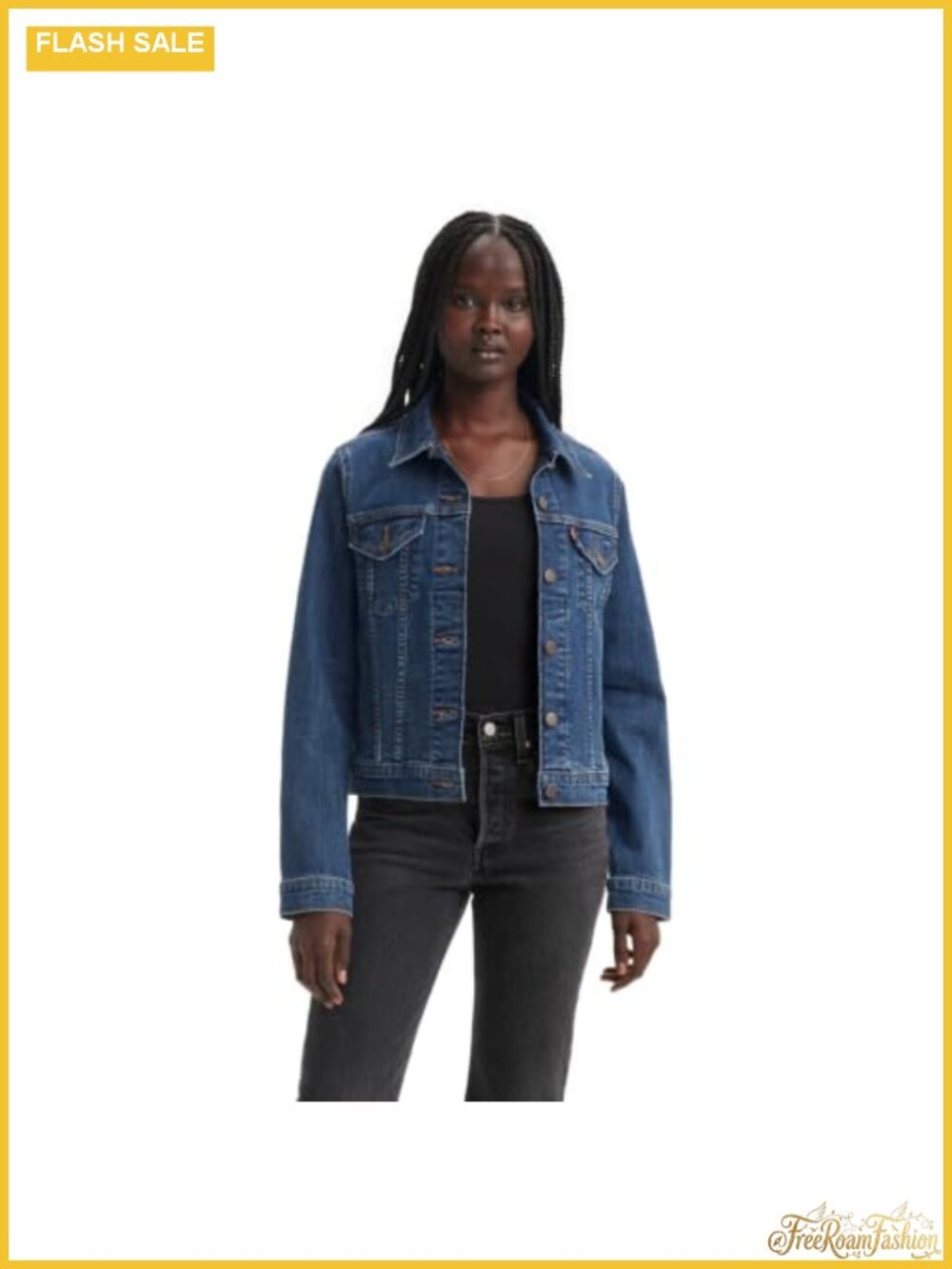 Denim Trucker Jacket Cotton Blend Button Closure Long Sleeve